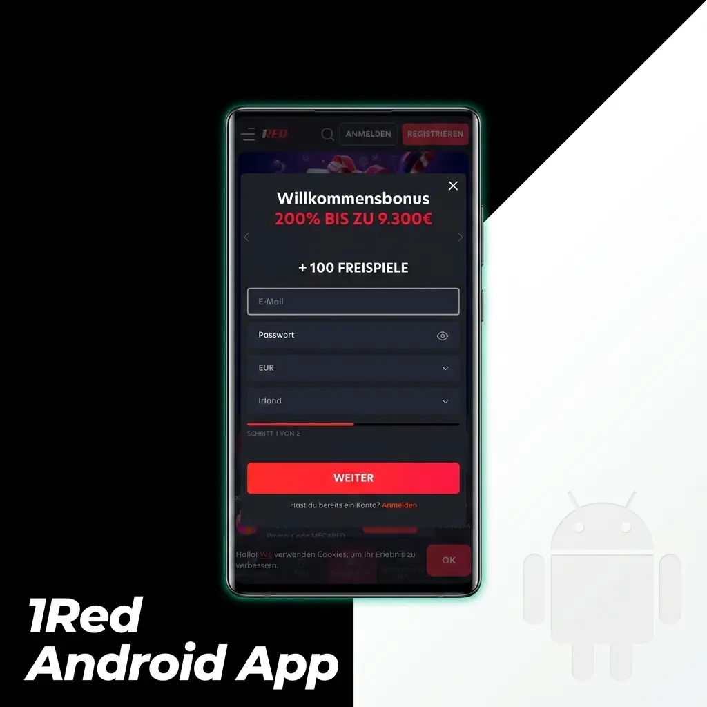 1Red Android app download page showing APK installation steps for devices running Android 5.0 or higher